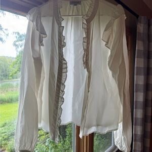 Evereve Thea Ruffle Button Down